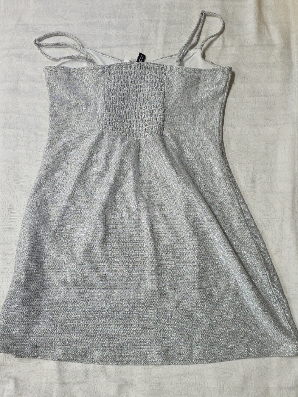 H&M Divided Silver Metallic Sparkle Mini Dress | Size S - Picture 2 of 4